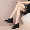 Zapatos para Aumentar la Altura Temporada de Primavera para Mujer, Zapatos Deportivos Casuales Negros, Tacones de Cuña Altos, Zapatos de Salón