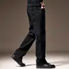Jeans casual preto de alta qualidade italiano para homens, nova coleção primavera/outono, peso pesado, corte solto, perna reta e calça comprida elástica
