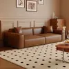 Subsídios Governamentais para Sofás de Bloco em Couro Encerado Estilo Retrô, Sofás Simples Estilo Meio do Século para Apartamentos Pequenos na Sala de Estar