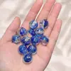 Cuentas redondas con agujero pasante de ojo de gato con lámina dorada degradada, cuentas de cuentas, cadena para teléfono móvil hecha a mano, llavero, cadena para bolso, accesorios de joyería