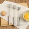 Batidor de huevos manual de acero inoxidable, mezclador doméstico para huevos y crema, herramienta para hornear, batidor de huevos giratorio para mezcla rápida