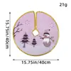Falda para árbol de Navidad transfronteriza con borde dorado, estampado creativo de Papá Noel, delantal decorativo para base de árbol de Navidad