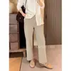 Não importa como você combine, fica emagrecedor~ Adequado para todas as meninas! Jeans casual de cintura alta, modelador, com elasticidade em quatro direções e perna reta