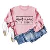 Amazon estación independiente buenas mamás dicen mala letra moda holgado cuello redondo manga larga suéter de talla grande para mujer