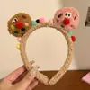 Diadema divertida estilo coreano de dibujos animados para mujer, con diseño de peluche, perfecta para usar al aplicar mascarillas faciales o lavarse la cara, y también adecuada para crear un peinado de coleta alta.