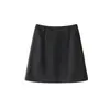 Estilo de Fila SimpleModa Adelgazante Falda Corta de Seda de Morera y Cachemira para Mujer, Otoño e Invierno Elegante para el Trabajo Falda Corta de Línea A