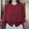 Cárdigan de punto fino de lana suave y amigable con la piel, formato grande para mujer, estilo coreano, abrigo exterior suelto, negro