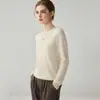 Suéter 100% caxemira pura para mulheres, outono e inverno, gola redonda lisa, tricô sem costura, top base justo