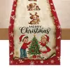 Venda Quente Transfronteiriça Caminho de Mesa de Natal Homem-Pão de Gengibre Papai Noel Atmosfera Festiva Decoração de Festa Mesa de Jantar Toalha de Mesa Caminho de Mesa