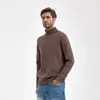 Suéter de punto liso para hombre, nuevo jersey de otoño e invierno con cuello alto, suéter base con cuello vuelto