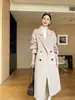 Abrigo de Lana Cruzado para Mujer 2026 Otoño e Invierno Estilo Coreano Suelto Largo Elegante Abrigo de Lana para Mujer