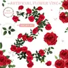 Enredadera de Flores de Rosa Artificiales Enredadera de Flores Falsas Cubierta de Techo de Boda para Aire Acondicionado Tubería de Agua Decoración de Balcón Enredadera Flores Artificiales
