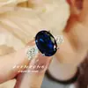 Anel Diário Estilo Vintage Meio do Século com Ovo de Pombo, Toque de Luxo, Anel Feminino de Espinélio Azul Diamante de Alto Carbono Que Muda de Cor Sob a Luz