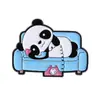 Broche Animal Fofo de Desenho Animado Rosto Redondo Panda Panda Lembrança de Viagem Alfinete de Lapela Estilo Chinês Tesouro Nacional Emblema de Metal