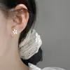 Pendientes de Plata de Ley S925 Nalan Exquisitos y Sencillos Estilo Ins Diseño de Nicho Flor de Cinco Pétalos Hielo Triturado M07696