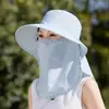 Chapéu de Pescador Estilo Novo 2026 com Proteção Solar para Mulheres, Máscara de Sol de Verão, Chapéu Integrado com Proteção para o Pescoço, Chapéu de Sol Leve e Respirável para Exterior