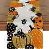Decoración de Camino de Mesa de Calabaza Fantasma de Halloween Camino de Mesa Mantel de Lino Mantel Impreso para Mesa de Café Tela Aislante Térmico