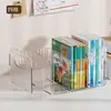 Estante de livros de mesa em acrílico transparente, ideal para estudantes, organizador de arquivos e porta-canetas.