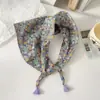Pañuelo pequeño cuadrado de algodón y lino con borlas de 58 cm Protector de cuello Bufanda suave Pañuelo decorativo para la cabeza Pañuelo floral Retro Pequeño Fresco