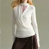 Camiseta de Manga Corta Irregular con Escote en V Cruzado y Cinta en la Cintura Moga Moonlight Goddess de Lyocell para Mujer