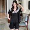 2025 Nuevo Estilo Coreano Pijama de Seda Hielo para Mujer Pijama Jacquard de Mariposa Cardigan Delgado Primavera y Verano Estilo Dulce Ropa de Casa