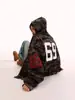 Sudadera con Capucha Corta de Manga Corta Unisex Camuflaje Hip-Hop Retro Americano de Calle de Moda Nacional para Pareja Suelta Street