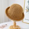 Sombrero de Pescador de Punto Hueco de Color Sólido Estilo Japonés para Mujer, Nuevo Sombrero Transpirable con Visera para el Sol, Sombrero de Cubo, Primavera y Verano 2025