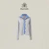 Moprobab "Traje Assinatura" Blusa de Tricô Camada Color Block Francesa com Design Falso de Duas Peças