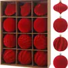 Conjunto de Enfeites de Bola de Natal Aveludados, Vinho e Verde Escuro, Decorações de Árvore de Natal de 8cm, Pendentes de Decoração para Festas