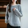 Suéter de lã ready-to-wear transfronteiriço toque de pele tricotado manga longa quente primeira linha vazado pulôver 10 suéter de lã feminino bege