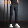 Calças Jogger Cargo Masculinas Casuais Diárias para Uso Externo, Caminhada, Escalada, Pesca, Slim Fit, Tecido de Seda Gelada, Roupa de Trabalho, Calças de Marca