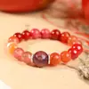 Pulsera del Elemento Fuego de los Cinco Elementos: Pulsera Roja Fuego para Hombres y Mujeres, Pulsera de Energía de Cristal Natural, Joyería para Equilibrar la Energía