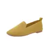 Mocasines de punto volador para mujer talla grande modelo nuevo 2026 puntera cuadrada color liso zapatos casuales planos para comercio transfronterizo