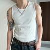 Camiseta Fitness Masculina de Verão Simples, Elástica, Slim Fit, Sem Mangas, com Listras Verticais Caneladas