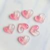 Accesorios de joyería de resina de corazón de durazno con brillo bicolor diy parche para carcasa de teléfono material para tocado de niña al por mayor