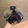 Presilha de Cabelo de Rede Gradiente Retro Luxo Leve com Laço para Prender Penteados Semi-Presos na Parte de Trás da Cabeça, Acessório de Cabelo