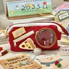 Estuche escolar con diseño de temática de comida, alto valor estético, bolso multifuncional, estuche para guardar papelería escolar, bolsa de papelería