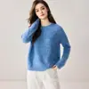 Suéter 100% Cachemir Puro Hilo con Manchas Arcoíris Cuello Redondo Hombro Normal Capa Base Tejido Grueso Cálido Ajuste Holgado
