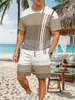 Verão Transfronteiriço Temu Conjunto Casual Duas Peças Masculino Estampado 3D Camiseta de Manga Curta + Shorts