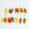 Llavero de pimiento rojo verde amarillo artificial creativo para bolsa de comida pimiento dulce ajo colgante tazón completo comida y juego al por mayor