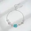 Versión Coreana del Nuevo Pulsera de Trébol de Cuatro Hojas de la Suerte, Pulsera Elegante y Personalizada Estilo Bosque Diseño Ins, Pulsera Deslizante y de Tamaño Ajustable