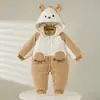 Pantalones con Bolsillo de Solapa Pequeño para Bebé Mono Grueso Acolchado de Algodón 3-12 Meses Caliente de Invierno con Capucha Ropa para Recién Nacidos