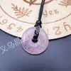 Colgante de Hebilla de Seguridad de Cristal Natural de 25 mm Jade Ágata Donut Trenzado Collar DIY Venta al por Mayor de Joyería Transfronteriza