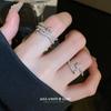 Anillo Abierto de Zirconia Incrustada con Diamantes Viento Frío Estrella Mang Moda Alto Sentido de Lujo Anillo de Dedo de Personalidad Nuevos Accesorios de Moda para Mujeres
