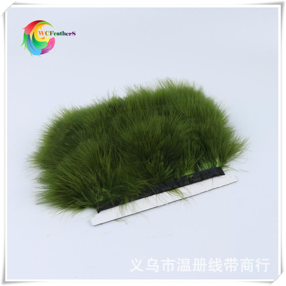 11 olive-green marabou trimmin