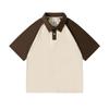 Camiseta tipo Polo de Peso Pesado 240g Estilo Universitario de Moda Color Block para Hombre, Camiseta Corta Sencilla de Verano Estilo Pareja de Gama Alta