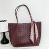 Bolso de mujer de gran capacidad, estilo coreano, tejido a mano, sencillo, de piel auténtica de alta gama, para llevar al hombro, para madres.