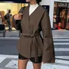 Kaikuo Comércio Transfronteiriço Outono/Inverno 2025 Estilo Europeu e Americano Elegante Estilo Socialite Cor Sólida Manga Flare Trench Coat com Cinto Roupas Femininas