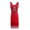 Vestido de Falda con Flecos de Lentejuelas Gatsby Retro de los Años 1920 Europeo y Americano Lujo Accesible Vestido Mini para Fiesta y Baile de Graduación