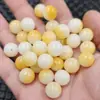 Xinjiang Hetian cuentas redondas de jade blanco Cuentas sueltas de jade Cuarzo roca de jade dorado Joyería de collar pulsera de jade blanco más amarillo Cuentas de Buda